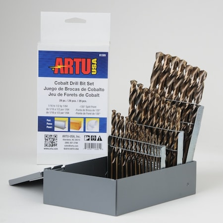 Artu 29pc. Cobalt 135 Degrees Drill Bit Set 01305